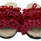 Chic Red Suede Slippers with Shearling Lining