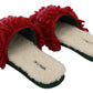 Chic Red Suede Slippers with Shearling Lining
