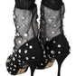 Elegant Black Nylon Pumps with Crystals