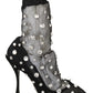 Elegant Black Nylon Pumps with Crystals