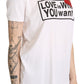 Elegant White Cotton Tee with Heart Embroidery