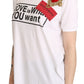 Elegant White Cotton Tee with Heart Embroidery