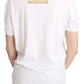Elegant White Cotton Tee with Heart Embroidery