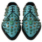 Elegant Blue Crystal-Embellished Flats