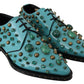 Elegant Blue Crystal-Embellished Flats