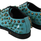 Elegant Blue Crystal-Embellished Flats