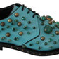 Elegant Blue Crystal-Embellished Flats