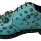 Elegant Blue Crystal-Embellished Flats