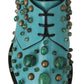 Elegant Blue Crystal-Embellished Flats