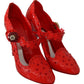 Red Floral Crystal CINDERELLA Heels Shoes