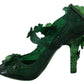 Emerald Elegance Crystal Cinderella Pumps