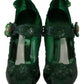 Emerald Elegance Crystal Cinderella Pumps