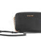 Jet Set Large East West Saffiano Leather Crossbody Bag Handbag (Black Solid/Gold Hardware)