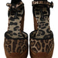 Elegant Leopard Canvas Wedge Sandals