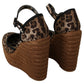 Elegant Leopard Canvas Wedge Sandals