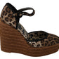Elegant Leopard Canvas Wedge Sandals