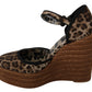 Elegant Leopard Canvas Wedge Sandals