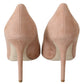 Crystal Embellished Powder Pink Pumps