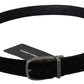 Elegant Black Leather Belt with Velvet Interior