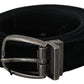 Elegant Black Leather Belt with Velvet Interior