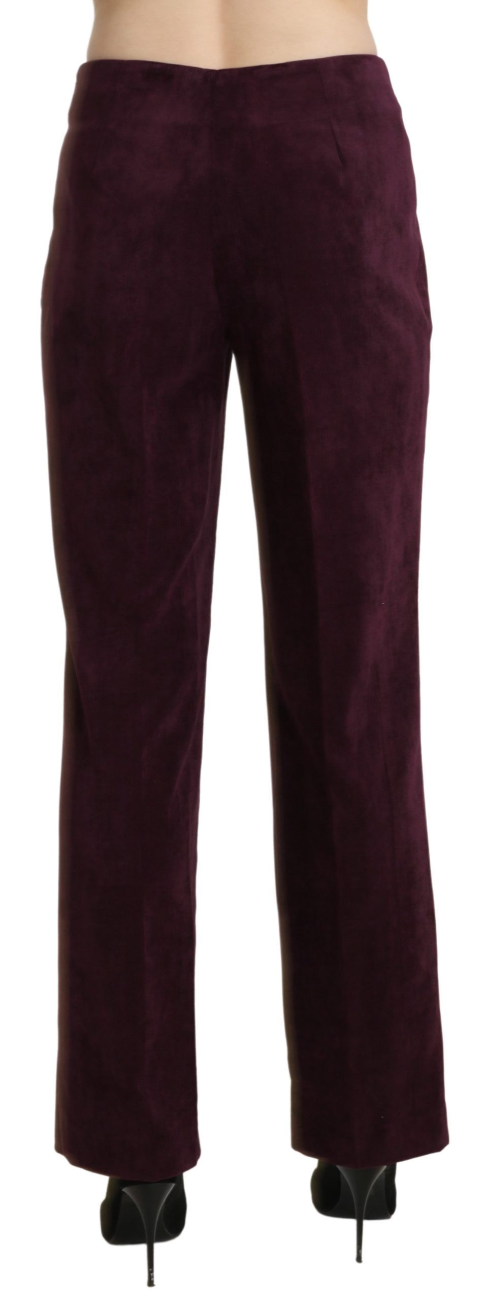 Elegant High Waist Straight Purple Pants