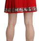 Chic Red Floral High Waist Mini Skirt