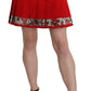 Chic Red Floral High Waist Mini Skirt