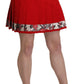 Chic Red Floral High Waist Mini Skirt