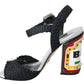 Elegant Black Ankle Strap Sandals with LED Lights
