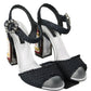 Elegant Black Ankle Strap Sandals with LED Lights