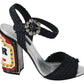 Elegant Black Ankle Strap Sandals with LED Lights