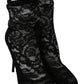 Elegant Black Floral Lace High Heel Boots