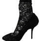 Elegant Black Floral Lace High Heel Boots