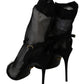 Elegant Black Heeled Stretch Sandals