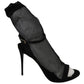 Elegant Black Heeled Stretch Sandals