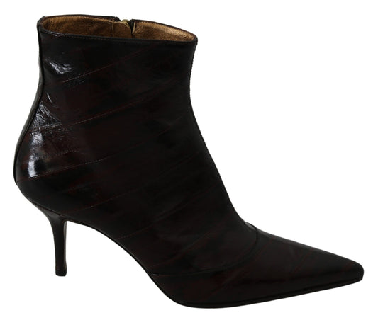 Elegant Bordeaux Pointed Leather Boots