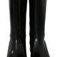 Elegant Black Leather Flat Boots
