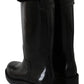Elegant Black Leather Flat Boots