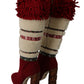 Chic Multicolor Shearling High Heel Boots