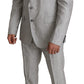 Elegant Slim Fit Gray Linen-Silk Suit