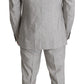 Elegant Slim Fit Gray Linen-Silk Suit