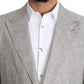 Elegant Slim Fit Gray Linen-Silk Suit