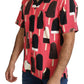 Chic Pink Ice Cream Print Silk Shirt