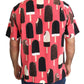 Chic Pink Ice Cream Print Silk Shirt