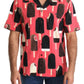 Chic Pink Ice Cream Print Silk Shirt