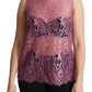 Elegant Pink Taormina Lace Sleeveless Top