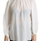 Elegant White Silk Pussy Bow Blouse