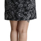 Elegant A-line High Waist Black Brocade Skirt