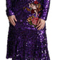 Glittering Purple Sequined Maxi Dress