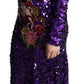 Glittering Purple Sequined Maxi Dress